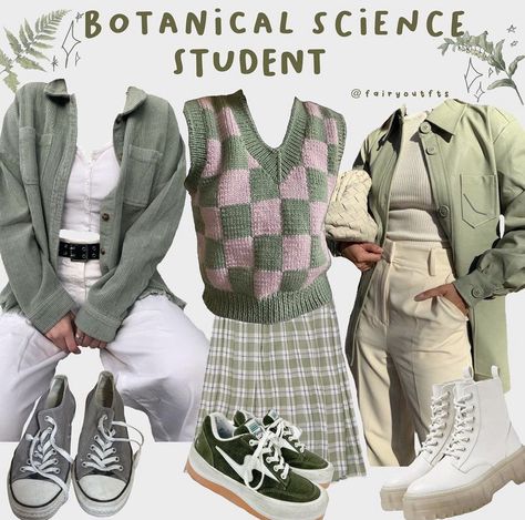 Science Major Aesthetic Outfits, Science Student Outfit, Science Student Aesthetic, Student Fits, Matcha Outfit, Aufits Aesthetic, Student Outfit, Botanical Science, Niche Aesthetic