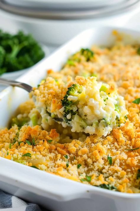 Broccoli rice casserole is a true comfort food classic! It's easy to make, and is full of creamy and cheesy goodness. Broccoli Rice And Cheese Casserole Easy, Rice Broccoli Cheese Casserole, Rice Brocolli Cheese Casserole, Broccoli Rice And Cheese Casserole With Cheez Whiz Easy Recipes, Broccoli Cheese And Rice Casserole, Broccoli Rice Cheese Whiz Casserole, Broccoli Rice Casserole With Cheese Whiz, Broccoli Cheese Casserole Easy, Cheesy Broccoli Rice Casserole Cheese Whiz