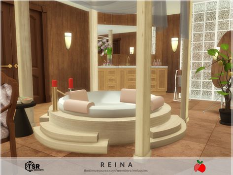 The Sims Resource - Reina bathroom Sims 4 Room, Princess Bathroom, Round Bathtub, Living Room Sims 4, Big Bathtub, Fancy Bathroom, Sims 4 Kitchen, Round Bath, French Apartment