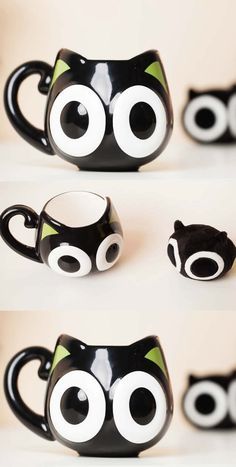 ❤️❤️❤️ Coffee Cup Decorations, Ceramic Cat Mug, Cute Mug Ideas, Creative Mugs, Cat Pottery, Kawaii Coffee, Coffee Mug Designs, Kawaii Cups, Cat Cup