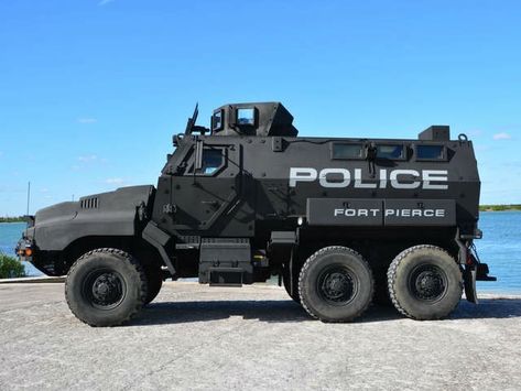 Florida police department unveils new MRAP armored vehicle (VIDEO) Police Truck, Armored Vehicle, Armored Truck, Fort Pierce, Rescue Vehicles, Army Vehicles, Emergency Vehicles, Vehicle Design, Armored Vehicles