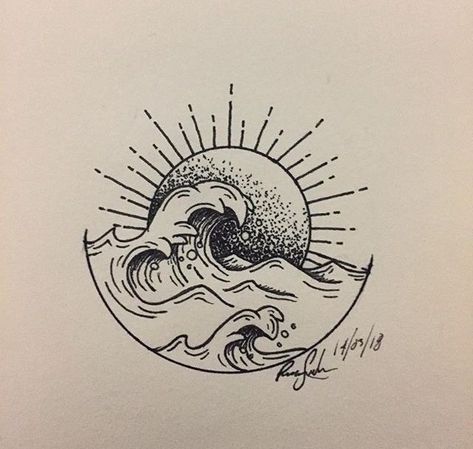 Waves Tattoo Design, Ocean Themed Tattoos For Women, Ocean Tattoo Ideas, Tato Realis, Ocean Wave Tattoo, Wave Tattoo Design, Wave Drawing, Sea Tattoo, Wave Tattoo