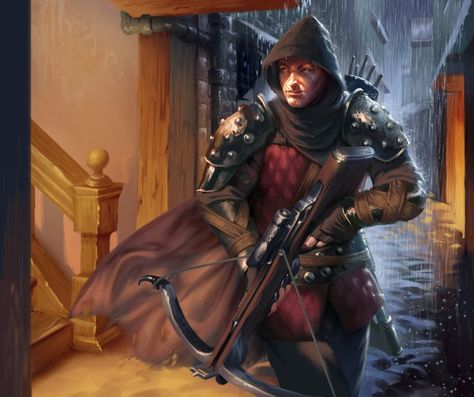 Bounty Hunter by johnnymorrow on DeviantArt Blood Hunter, Dungeons And Dragons Characters, Fantasy Images, Fantasy Male, Crossbow, Fantasy Warrior, Bounty Hunter, Fantasy Rpg, Fantasy Inspiration