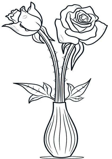 Flower Vase Design, Flower Stencils, Fall Coloring, Botanical Drawing, Detailed Coloring Pages, Fall Coloring Pages, Border Embroidery Designs, Flower Stencil, Border Embroidery