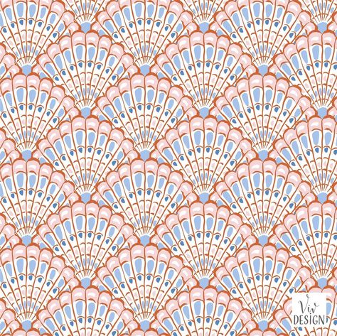 Dreaming about summer and beach life ☀️🏖️ Here’s my new “scallop seashells” design 🐚🐚🐚 . . . #spoonflowerchallenge #spoonflower #spoonflowerfabric #spoonflowerdesigner #patterndesign #printandpattern #patterndesignersclub #surfacepatterncommunity #wallpaper #surfacepattern #tropicalpattern #seashells #artlicensing #artforlicensing #licensingartist Shells Background, Shell Pattern Design, Seashell Pattern, Sea Shell Pattern, Sea Motifs, Scallop Pattern Design, Seashell Design Pattern, Ocean Pattern Illustration, Shell Print Pattern