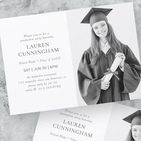 Graduation Simple Modern Minimalist Photo Invitation #zazzle #weddinginvitations #birthdayinvitations #babyshowerinvitations #zazzleinvitations #monogram #businesscards #graduation #homedecor Grad Party Invitations, Graduate High School, Simple Typography, Graduation Picture, Minimalist Photos, Simple Invitation, Photo Invitations, Graduation Party Invitations, Graduation Pictures