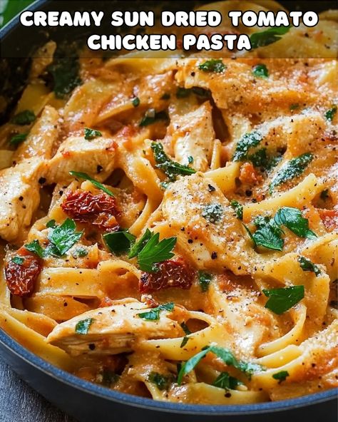 Creamy Sun-Dried Tomato Chicken Pasta – Foodyhealthylife Healthy Sun Dried Tomato Chicken, Sun Dried Tomato Alfredo Pasta, Sun Dried Tomato Basil Pasta, Sundried Chicken Pasta, Shrimp Pasta Sun Dried Tomatoes Recipes, One Pot Sundried Tomato Pasta, Spicy Romano Chicken Pasta, Chicken And Sun Dried Tomato Recipes, Chicken Spinach Sundried Tomatoes Pasta