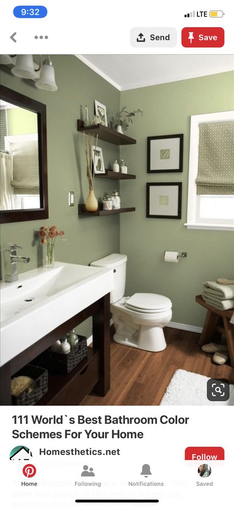 Mint Green Bathroom Decor, Guest Bathroom Colors, Modern Bathroom Colours, Lime Green Bathrooms, Mint Green Bathrooms, Sherwin Williams Sea Salt, Bathroom Wall Colors, Best Bathroom Colors, Makeover Kamar Mandi