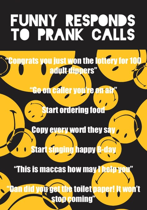 Pranks Call Ideas, Things To Say On Prank Calls, Prank Call Ideas That Arent Boring, Prank Phone Call Ideas, Hair On Screen Prank, Funny Things To Say On A Prank Call, Spam Call Response, Places To Prank Call, Prank Call Scripts