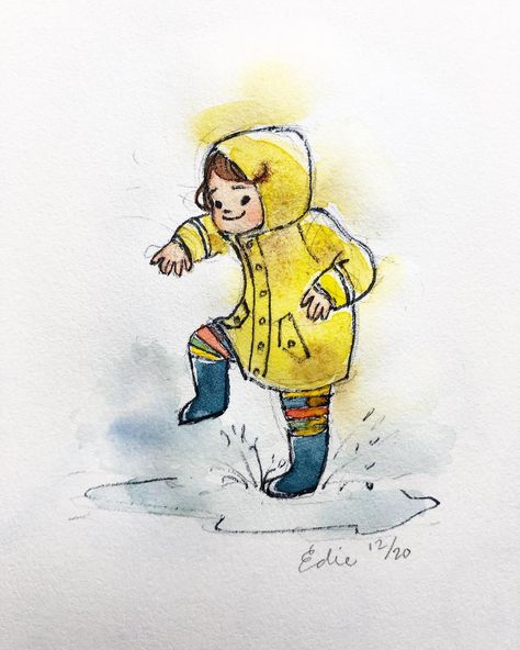 Jump In Puddles, Puddles Illustration, Puddle Sketch, Doodle Fiction, Puddle Illustration, Puddle Drawing, Jumping In Puddles, Inktober Ideas, Rain Tattoo