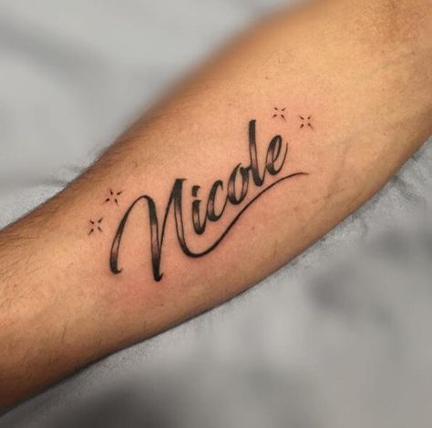 Name Tattoos Girlfriend Name Tattoos For Men, Wife Name Tattoo, Kids Name Tattoos, Name Tattoos For Men, Nicole Tattoo, Name Tattoos For Girls, Tattoo Name Fonts, Tattoo Font For Men, Kid Name Tattoo