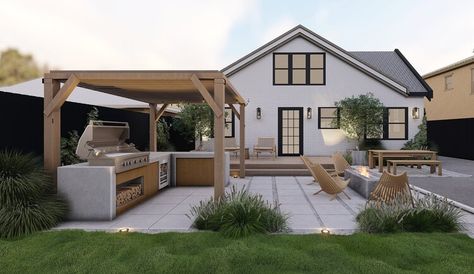 Guide to Outdoor Kitchens: Design Ideas & Costs | Yardzen Online Landscape Design, Modular Outdoor Kitchens, Cement Patio, Front Yard Design, Dream Yard, Yard Project, Traditional Landscape, Patio Designs, Yard Design