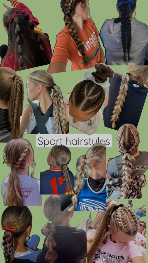 🏈🏐⚾️ Football Hairstyles, Cute Volleyball Hairstyles, Cute Sporty Hairstyles, Soccer Hairstyles, Soccer Hair, Basketball Hairstyles, Competition Hair, Hair Inspiration Long, Sport Hair