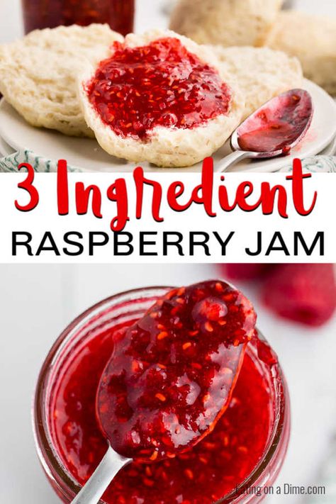 Jam Raspberry, Raspberry Freezer Jam, Easy Jam Recipe, Easy Homemade Biscuits, Homemade Raspberry Jam, High Tea Food, Raspberry Jam Recipe, Freezer Jam Recipes, Easy Jam