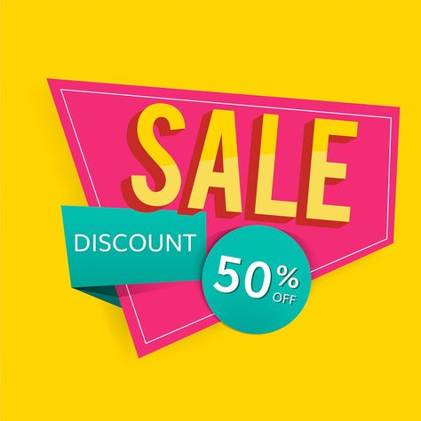 Colorful 50% off shop sale discount promotion badge vector | free image by rawpixel.com / Waraporn 50% Off Sale Sign, Offer Background, Exhibition Theme, Sale Sticker, Half Price Sale, Social Media Branding Design, Discount Design, 50 Off Sale, Discount Promotion