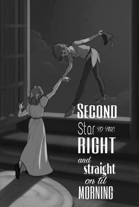 Second Star To The Right Quote, The Second Star To The Right, Cute Disney Quotes, Second Star To The Right, Peter Pan Quotes, Peter Pan Disney, Disney Princess Quotes, Disney Movie Quotes, Wallpaper Disney