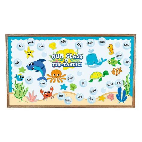 Under The Sea Bulletin Board Set - Educational - 71 Pieces - Walmart.com - Walmart.com Under The Sea Bulletin Board, Fish Bulletin Boards, Sea Bulletin Board, Toddler Bulletin Boards, Under The Sea Classroom, Ocean Classroom, Summer Bulletin Boards, Ocean Theme Classroom, Infant Classroom