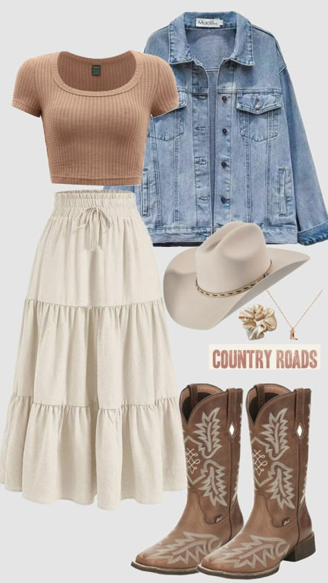 #countrygirl #coastalcowgirl #outfit #country #modestoutfit #cowboyboots #skirt #neutral #outfitideas #casual #beach #modest #fashion #brownaesthetic #churchoutfit #summer Cowgirl Outfits Modest, Country Modest Outfits, School Outfits Western, Country Church Outfit, Country Winter Outfits, Mormon Outfits, Outfit Country, Church Fits, Modest Clothes