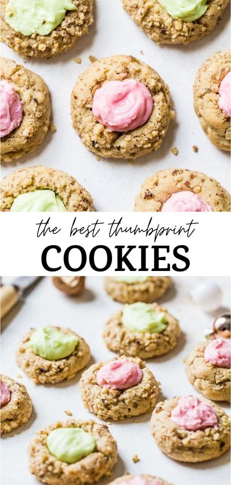 Shortbread Thumbprint Cookies Recipe, Iced Thumbprint Cookies, Thumbprint Cookies With Icing, Best Thumbprint Cookies, Cookies Thumbprint, Cookies With Icing, Cream Cheese Cookie Recipe, Cookies Icing, Christmas Cookie Recipes Holiday