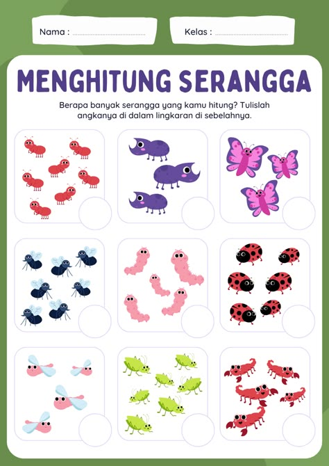 Berhitung Tk, Worksheet Tk, Soal Tk, Kg Worksheets, Fun Worksheets For Kids, Kids Worksheets Preschool, Montessori Toddler Activities, Counting Worksheets, Bahasa Melayu