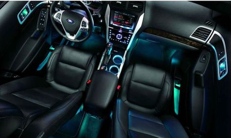 A different look inside...  #ford   #fusion Ford Edge Accessories, Ford Fusion Accessories, Interior Wood Stain Colors, Ford Fusion Custom, Ford Company, Ford Interior, Ford Suv, Interior Led Lights, Ford Accessories