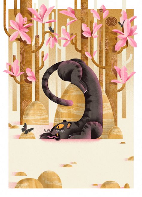 PANTHER on Behance Panther Illustration, Panther Animal, Behance Illustration, Panther Art, Animals Illustration, Grafic Design, Cute Easy Drawings, Illustration Digital, Illustrations And Posters