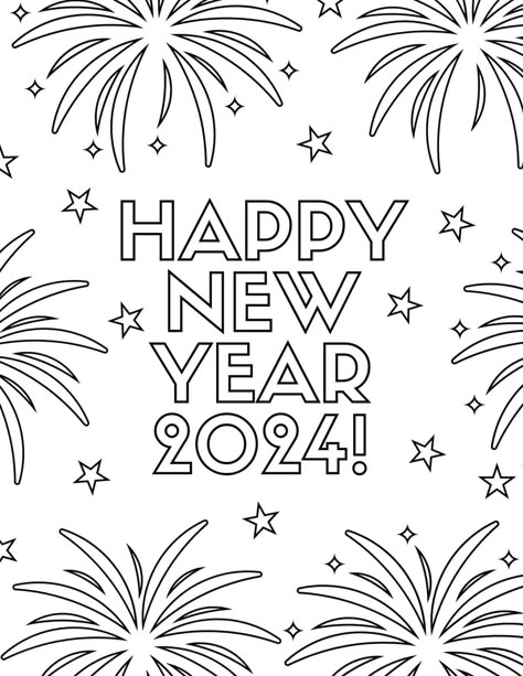 Let your children ring in the new year with these fun and free New Year coloring pages for 2024! From dazzling party hats to clocks ticking down to midnight, there are Happy New Year coloring sheets for kids of all ages, including toddlers, preschoolers, older kids, and teens. Whether you want to use these at home, in the classroom, or at holiday parties, these new year printables make a great first-of-the-year activity for kids of different ages! 2024 Coloring Page, New Years Coloring Sheets, Disney Coloring Pages Printables Free, New Years Coloring Page, Nativity Coloring Pages For Kids, Disney Coloring Pages For Adults, Family Coloring Pages For Kids, New Years Coloring Pages, Happy New Year Coloring Pages