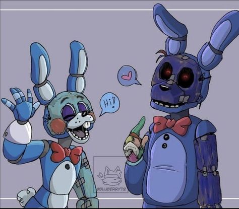 Withered Bonnie X Toy Bonnie, Withered Bonnie, Fnaf Crafts, Fnaf Oc, Toy Bonnie, Animatronic Fnaf, Fnaf Movie, Fnaf Comics, Fnaf Memes