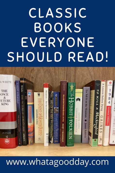 Give the classics a chance! I've put together a list of some of the best books that are considered classics because they are important and enjoyable to read! I hope you find a new favorite to read this week! List Of Classic Books To Read, Classic Books To Read, Guy Montag, Best Classic Books, Black Man Names, The Age Of Innocence, Books Everyone Should Read, Gulliver's Travels, The Best Books