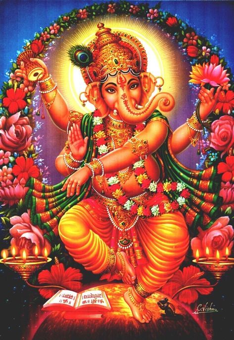 Ganesh Poster, Ganesha Poster, God Ganesh, Indian Illustration, Bappa Morya, Picture Wall Art, Ganesh Ji, Lord Ganesha Paintings, Religious Wall Art