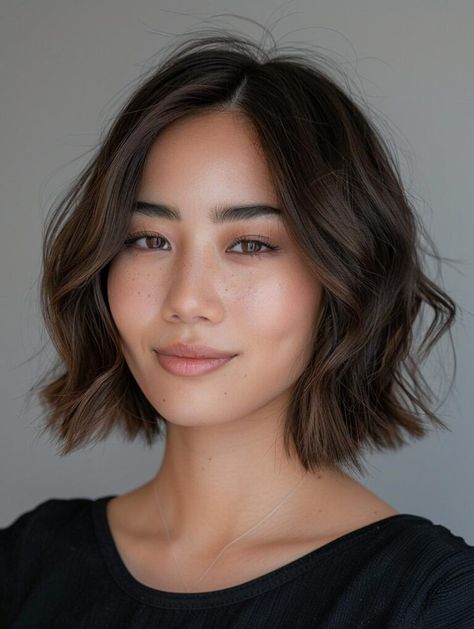 Stylish Chin-Length Layered Bob Haircuts Straight Across Bangs, Graduated Bob Haircuts, Long Face Shapes, Womens Haircuts Medium, Bob Haircut Curly, Blonde Bob Hairstyles, Layered Bob Haircuts, Chin Length, Layered Bob Hairstyles