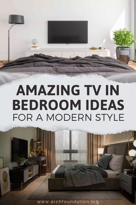 25 Amazing TV In Bedroom Ideas For A Modern Style Tv Bedroom Ideas Wall Aesthetic, Ideas For Tv In Bedroom, Bedroom Tv Styling, Decor Around Tv On Wall Bedroom, Bedroom Tv Mount Ideas, Tv Decor Bedroom, Tv On Wall In Bedroom, Bedroom With Tv On Wall, Tv In Bedroom Ideas Mounted Tv