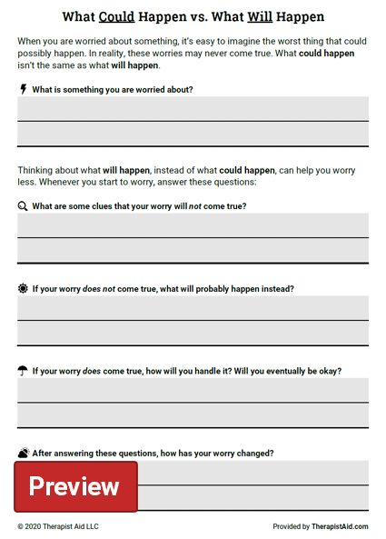 Worry Exploration Questions (Worksheet) | Therapist Aid Therapist Aid Worksheets, Counselling Tools, Counseling Worksheets, Mental Health Activities, Brain Game, Individual Therapy, Cognitive Behavior, Relationship Therapy, Marriage Help