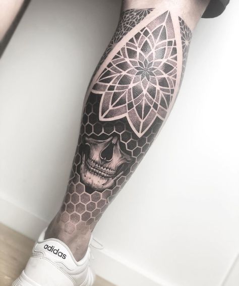 Geometric Tattoo Leg Sleeve, Geometric Tattoo Skull, Mandala Tattoo Leg, Geometric Tattoo Leg, Mandela Tattoo, Geometric Tattoo Sleeve Designs, Geometric Mandala Tattoo, Geometric Sleeve Tattoo, Full Leg Tattoos