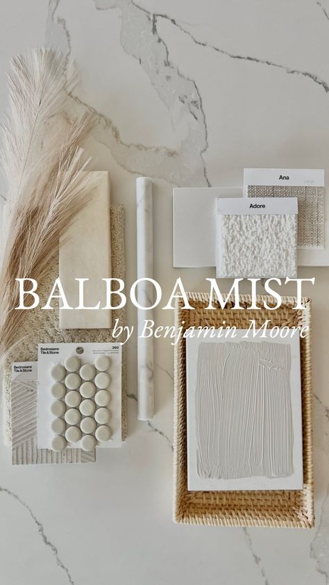 Tara Nelson | Balboa Mist by Benjamin Moore 🤍 If you typically do white, try Balboa Mist! This beautiful light beige (or greige) is an all time… | Instagram Balboa Mist Color Palette, Balboa Mist Benjamin Moore, Benjamin Moore Simply White, Benjamin Moore Balboa Mist, Kitchen 2025, Balboa Mist, Greige Paint, House Paint Interior, Benjamin Moore Paint