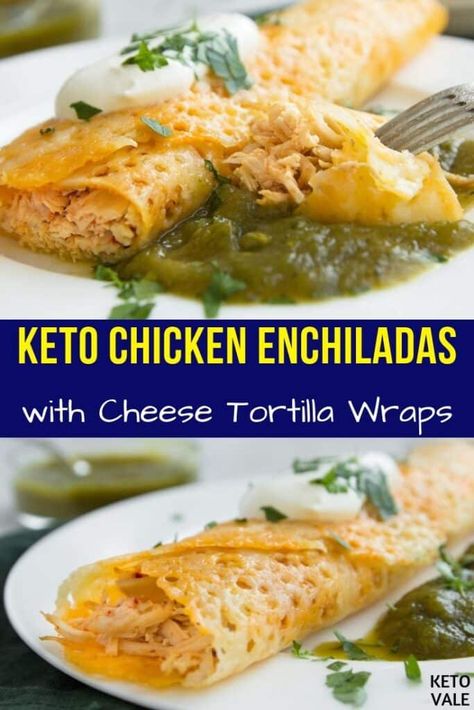 Tortilla Shells, Cheese Wrap, Keto Cheese, Chicken Enchilada Recipe, Tortilla Wraps, Keto Diet Menu, Low Carb Chicken, Keto Chicken, Chicken Enchiladas