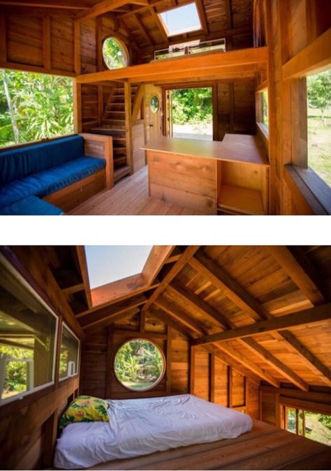 Tiny house - inside Wohne Im Tiny House, Tiny House Cottage, Nature Makeup, Dream Things, Tiny House Inspiration, Hawaii Homes, Blue Nature, Cabin Interiors, Tiny Cabin