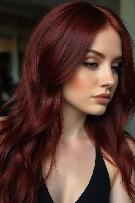 Rich Red Hair, Deep Cherry Red Hair, Deep Red Hair Color, Nurse Hair, Deep Red Hair, Copper Hair Color Ideas, Cherry Red Hair, Bold Hair Color, Red Hair Inspo