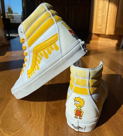 Shoe Painting Ideas Vans High Tops, Custom High Tops, Painted Vans High Tops, Custom Vans High Tops, Custom High Top Vans, Vans Shoes High Tops, Vans Ideas, Cool Vans Shoes, Vans Boots