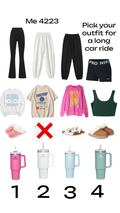 Let me know if you want more like “going to the beach and going to the movies”? Etc.…￼ Long Car Ride Outfits, Car Ride Outfit, School Trip Outfit, White Girl Outfits, Theatre Outfit, Going To The Movies, Preppy Essentials, Going To The Beach, Casual Preppy Outfits