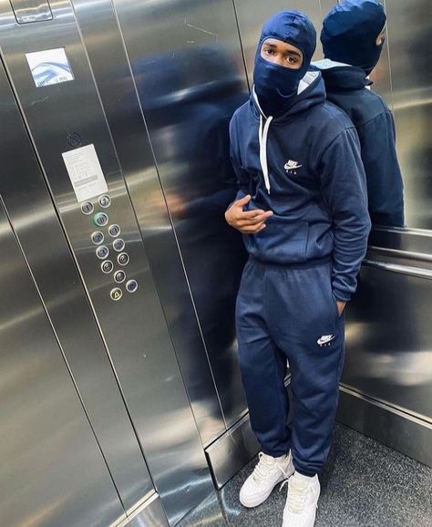 Ski Mask Outfit, Ski Mask Outfit Men, Mask Outfit, Tracksuit Outfit, Ski Mask, Blue Outfit, A Good Man, Streetwear Fashion, Street Wear