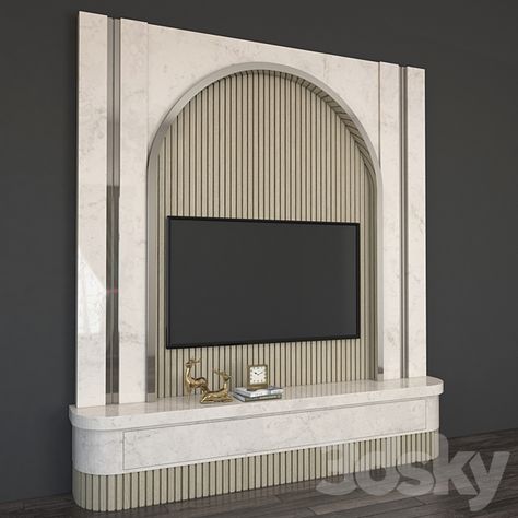 Modern TV Wall set107 - TV Wall - 3D Models - 3DSKY Latest Lcd Panel Designs For Living Room, Tv Unit With Arch Design, Lcd Wall Design Modern Bedroom, Arch Tv Unit Design, Arch Tv Wall Design, Tv Backdrop Design Tv Walls, Backdrop Tv Luxury, Arch Tv Wall, Arch Tv Unit