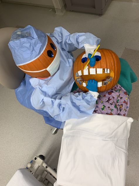 Operating Room Pumpkin Decorating, Pumpkin Carving Ideas Dental, Pumpkin Decorating Contest Dentist, Pumpkin Dental Ideas, Dental Office Pumpkin Ideas, Dental Pumpkin Painting Ideas, Fall Dentist Office Decor, Dental Pumpkin Carving Ideas, Dental Halloween Decor