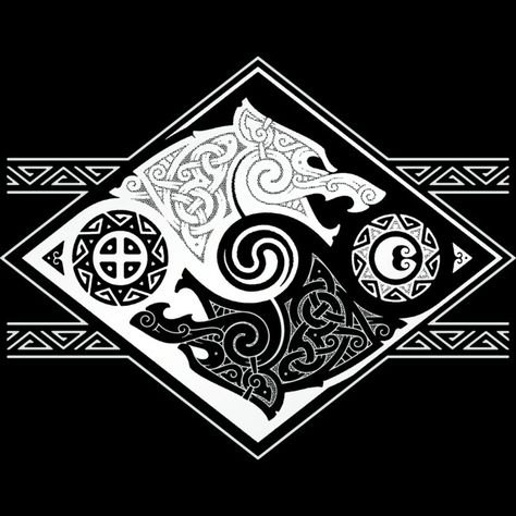 Skoll o Sol, Hati a Lua Rune Tattoo, Muster Tattoos, Norse Symbols, Norse Tattoo, Nordic Tattoo, Neck Tattoos, Mythology Tattoos, Celtic Tattoos, Viking Symbols