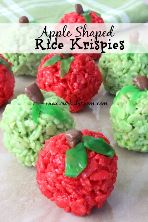 Apple Shaped Rice Krispie Treats Apple Rice Krispie Treats, Apple Rice, Snack Hacks, Krispie Treats Recipe, Krispy Treats, Cereal Treats, Rice Krispy, Rice Crispy Treats, Crispy Treats