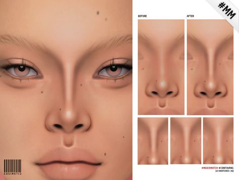 Sims Face, Makeup Nose, Nose Contour, Sims 4 Cc Eyes, Sims 4 Cas Mods, Face Details, The Sims 4 Skin, Makeup Cc, The Sims 4 Pc