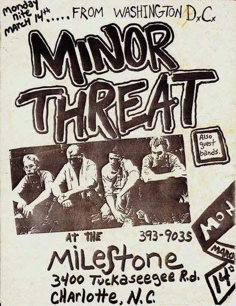 Minor Threat Logo, Punk Fliers, Punk Concert, Punk Posters, Punk Flyers, Minor Threat, Punk Culture, Punk Poster, Concert Flyer