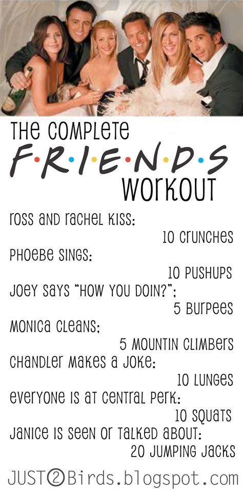 a Friends Workout.  as much as I watch this show..... this should be quite effective! Tv Workout, Song Workout, Tv Show Workouts, Tv Workouts, Workout Funny, Friends Workout, Netflix Tv, Workout Games, Friends Tv Show