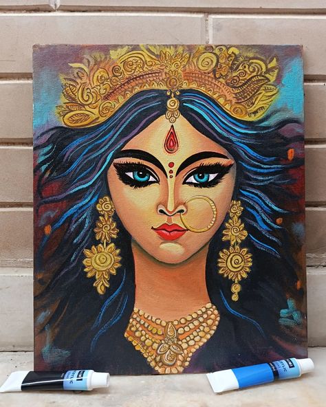 Material used Acrylic colours from - @miyahimi.in @thoovi.arts Canvas board - 10×12 inches In her eyes, the fire of justice burns, In her hands, the power of creation turns. She rides the lion, fierce and strong, To right the world's every wrong. In every heart, she plants the seed, Of strength and courage, in times of need. Durga Ma, the eternal flame, Guiding us through life's endless game. Her laughter shakes the earth and skies, Destroying darkness, she always rises. O Ma Durga, mothe... Ma Durga Painting, Art Deco Curtains, Durga Ma, Hairstyles For Gowns, Ma Durga, Creative Drawings, Paintings Tutorials, Durga Painting, Eternal Flame