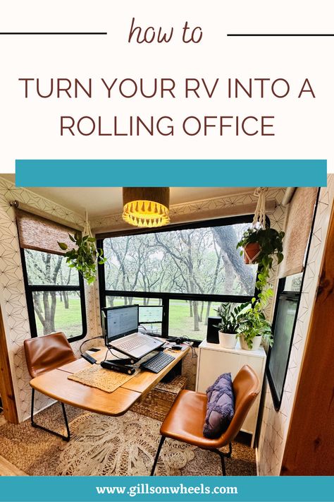 Rv Dinette To Office, Rv Office Space, Rv Office Conversion, Rv Desk Ideas Travel Trailers, Rv Office, Rv Bunkhouse Remodel To Office, Rv Computer Desk Ideas, Rv Office Space Ideas, Working Remote From Rv